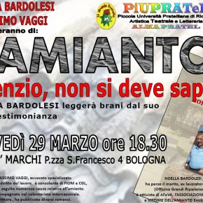 AMIANTO: SILENZIO, NON SI DEVE SAPERE: PIU’PRATEL e AFeVA presentano il libro di Noella&nbsp;Bardolesi