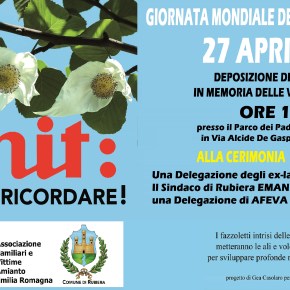 27 APRILE 2021 – ETERNIT RUBIERA DEPOSIZIONE DI UNA CORONA DI ALLORO IN MEMORIA DELLE VITTIME&nbsp;DELL’AMIANTO