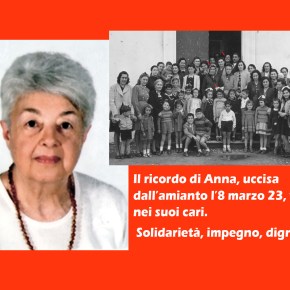 Non solo “vittime” dell’amianto: la storia solidale di Anna Colombari Bertacchini uccisa dal Mesotelioma nel ricordo dei&nbsp;familiari.