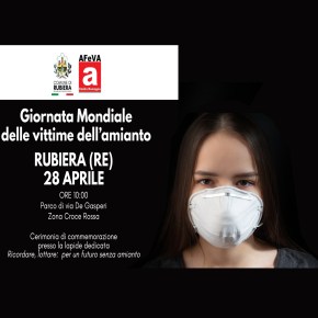 AFeVA ER – Giornata mondiale vittime amianto: a Rubiera (RE) il ricordo delle vittime ETERNIT 28 aprile 2026 ore&nbsp;10